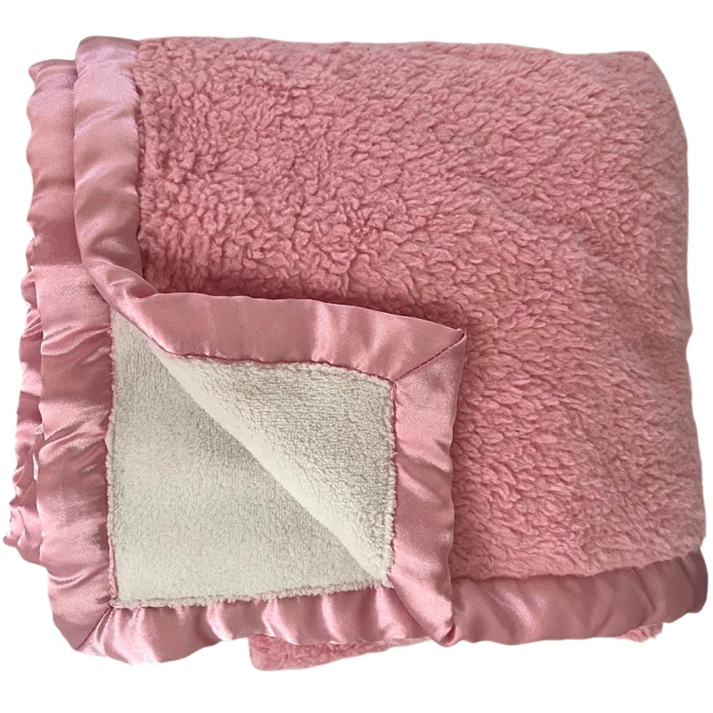 Gerber Pink White Plush Baby Girl Blanket Satin Trim Beige 30x40‎ Security Lovey